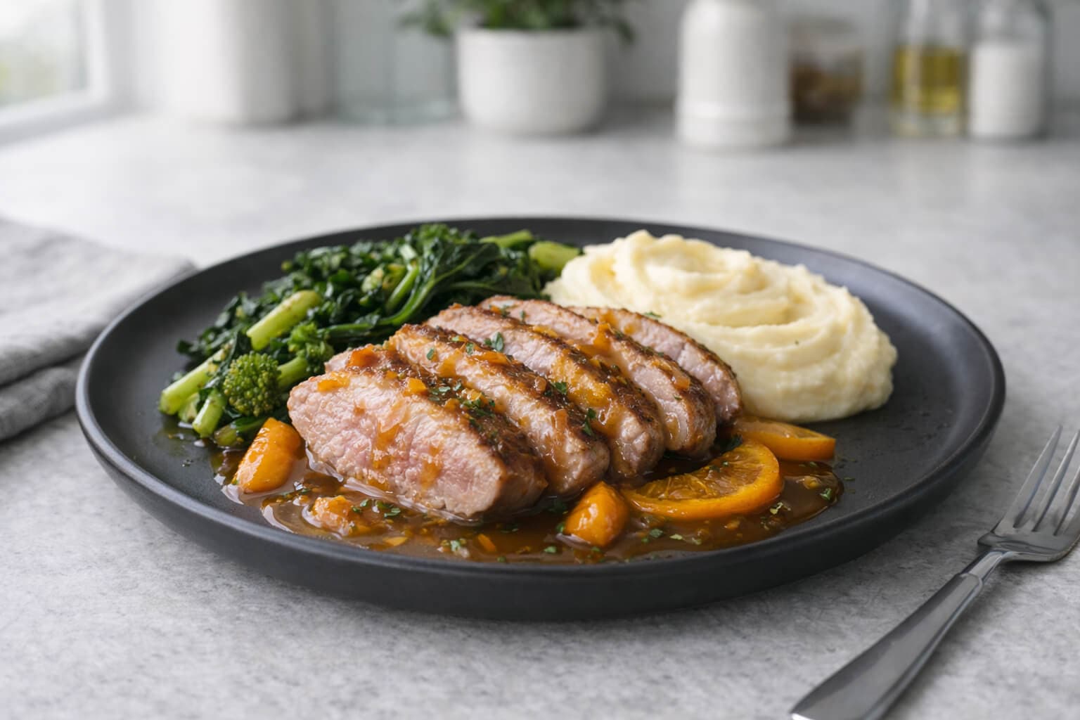 Andebryst med appelsinsaus